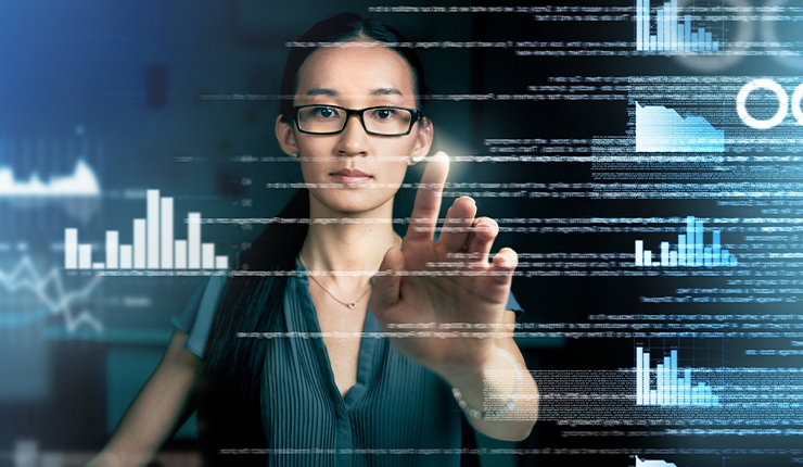 woman touching something